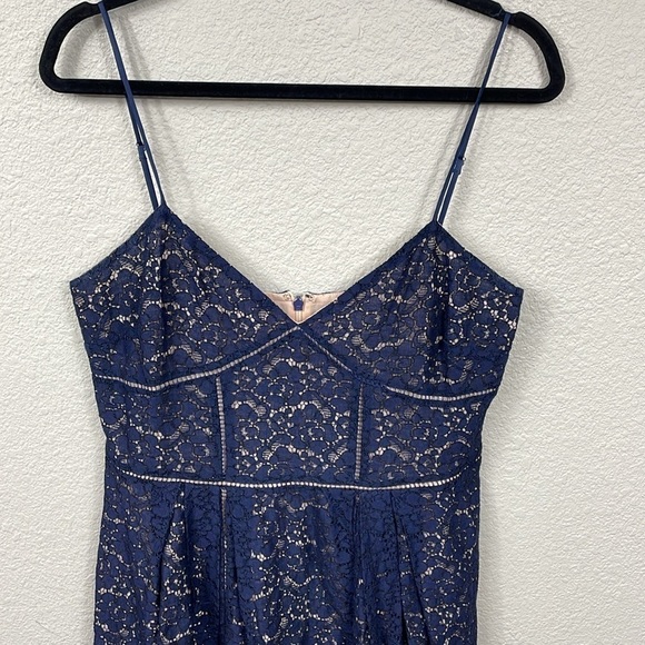 Joie Solandra Sleeveless Lace Dress Navy Blue A Line Party Cocktail Sz 10 - Picture 4 of 12